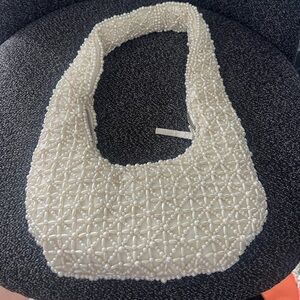 Bridal beaded pearl off white handbag brand new